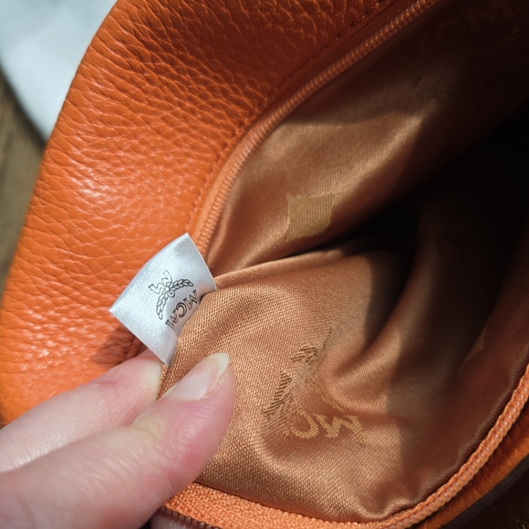 MCM Vibrant Orange Shoulder Bag with Gold Chain - Picture 13 of 15
